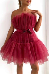 Tube Top Mesh Temperament Schleife Tutu Kleid